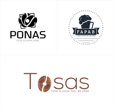 Kafe yemekleri, kahve fincanı ikon logo tasarımı.