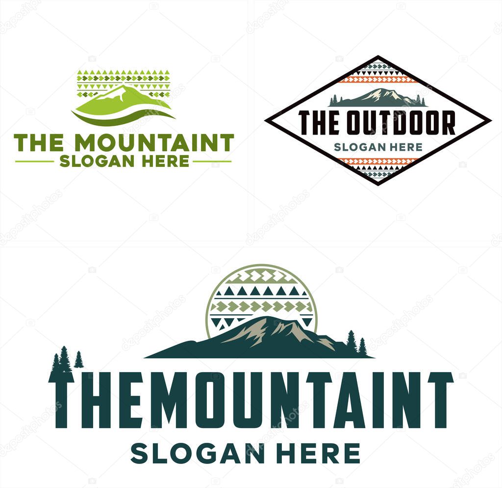 Modern travel park mountain outdoor vacation logo design vector illustration suitable for forest adventure family