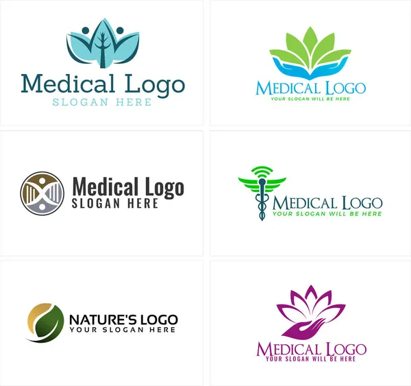 A set of medical health care nature logo design — Stock Vector