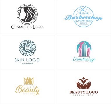 Modern kozmetik güzellik kadın saç stili logosu tasarımı