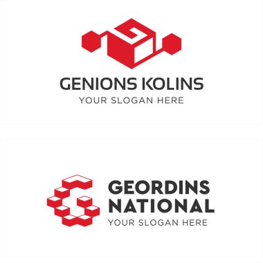 G harfi altıgen merdiven teknoloji logo tasarımı