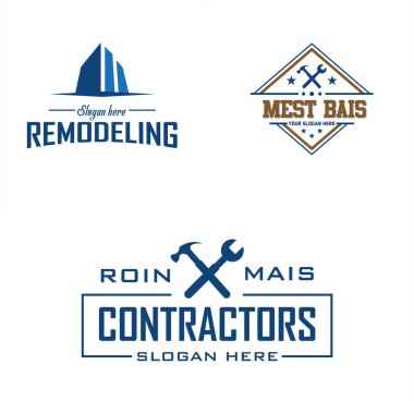 Modern inşaat tadilatı iş onarımı ev logosu tasarımı