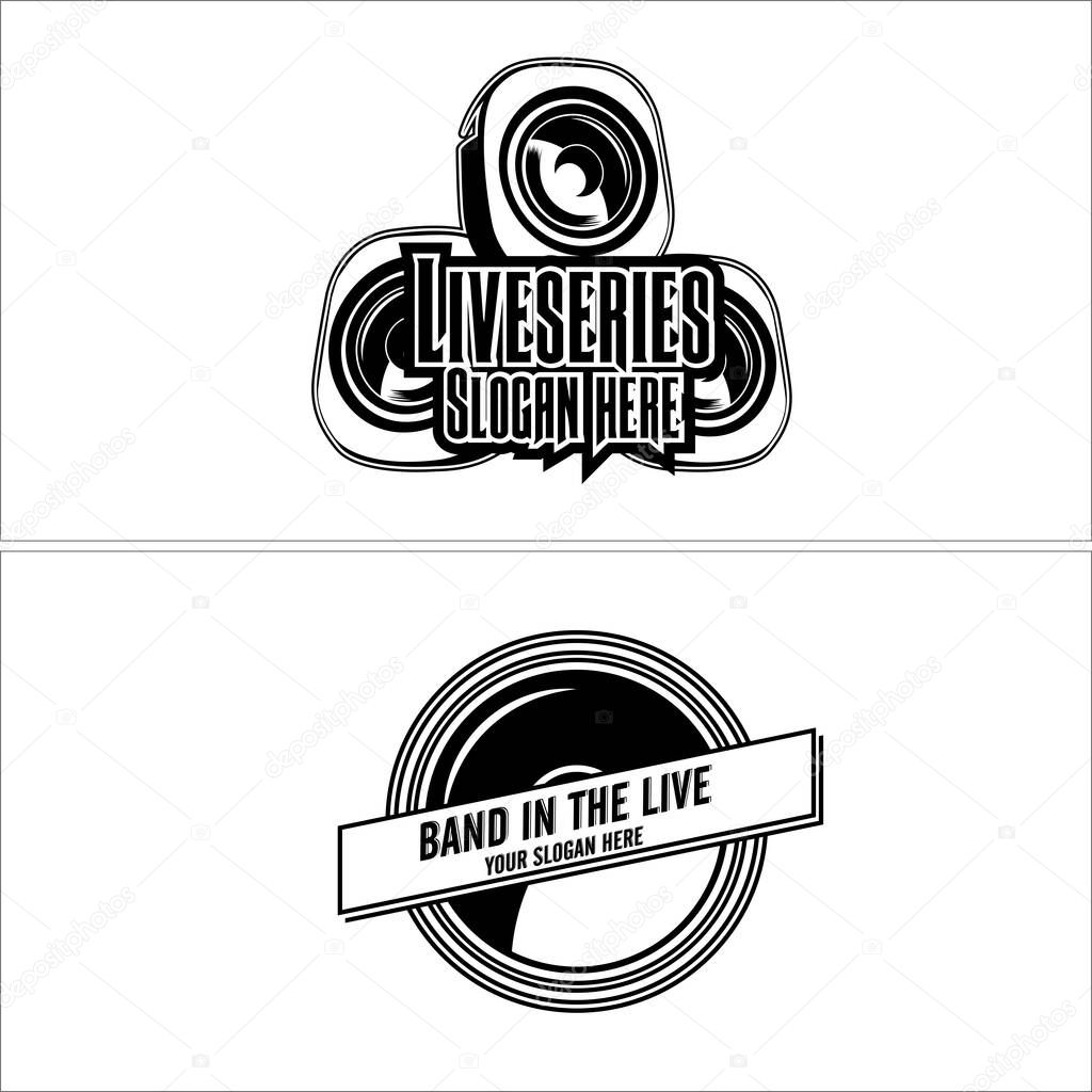 Black white silhouette speaker sound music circle logo design concept vector suitable for arts entertainment industrial event band show