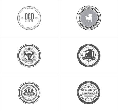 Klasik boğa gücü fitness dairesi logosu seti.