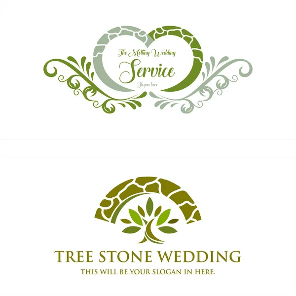 Moderno evento verde boda remolino naturaleza árbol logo diseño — Archivo Imágenes Vectoriales