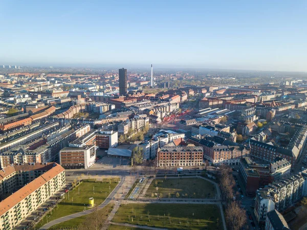 Letecký pohled na okres Norrebro v Kodani — Stock fotografie