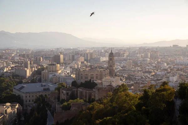 Luchtfoto van de oude binnenstad van Malaga, Spanje — Stockfoto