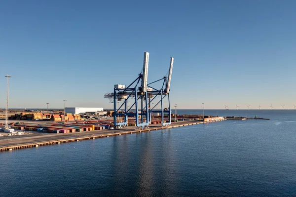 Drone View of Copenhague Malmo Container Terminal — Fotografia de Stock