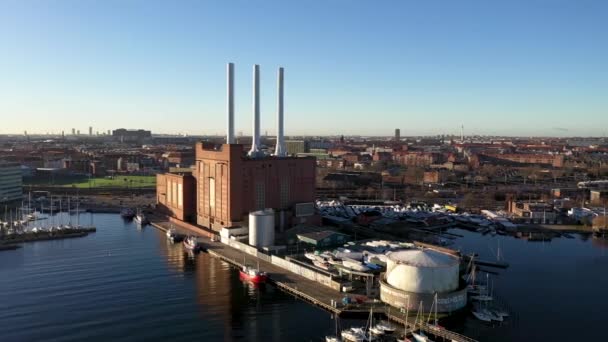 Drone View of Svanemolle Power Station in Copenhagen — Video Stock