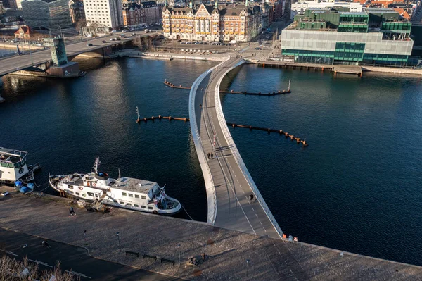Aerial View of Lille Langebro Bridge in Copenhagen — Fotografia de Stock