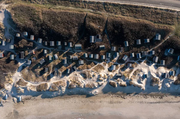 Luchtfoto van Beach Huts op Tisvildeleje Beach — Stockfoto
