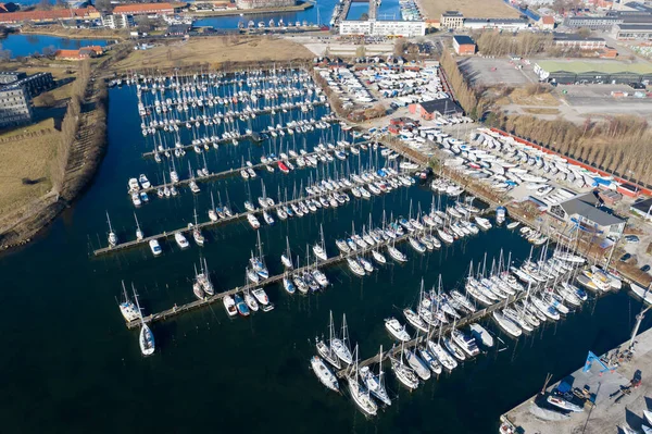 Vista aérea del puerto de Lynetten en Copenhague — Foto de Stock