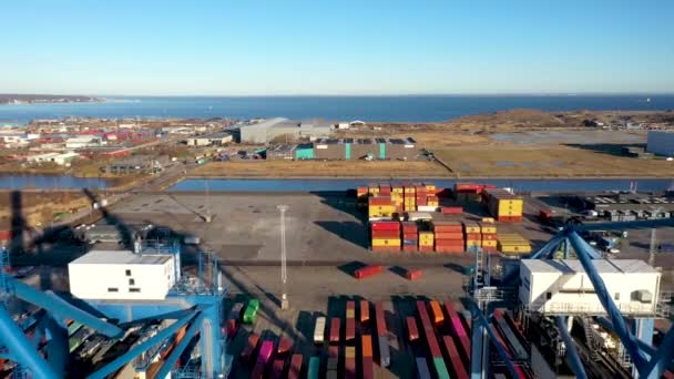 Drone Widok Kopenhagi Malmo Container Terminal — Wideo stockowe