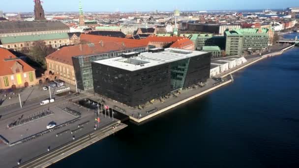 Kopenhagen Denemarken Januari 2022 Luchtfoto Van Koninklijke Bibliotheek Ook Bekend — Stockvideo