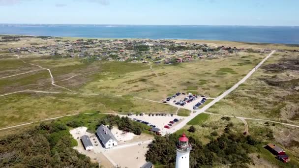 Hvide Sande Dania Lipca 2019 Aerial Drone View Lyngvig Lighthouse — Wideo stockowe