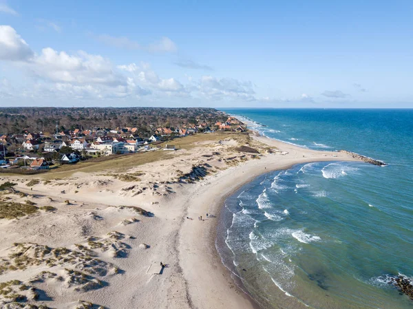 Liseleje Δανία Απριλίου 2020 Αεροφωτογραφία Της Παραλίας Και Του Χωριού Φωτογραφία Αρχείου