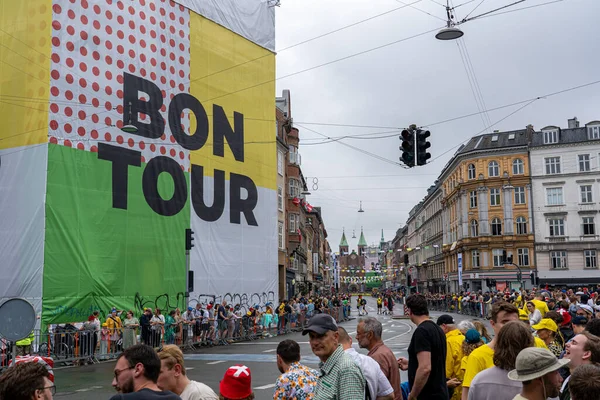 Koppenhága Dánia 2022 Július Nézők Tour France Norrebro Kerületben Városközpontban — Stock Fotó