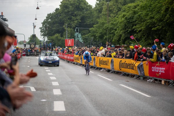 Copenhagen Denmark July 2022 Participant Spectators Tour France City Centre — Stok fotoğraf