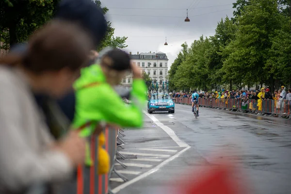 Copenhagen Denmark July 2022 Participant Spectators Tour France City Centre — Stok fotoğraf