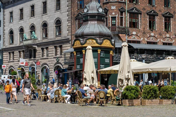 Копенгаген Дания Сентября 2021 Года Люди Кафе Открытой Площади Гаммел — стоковое фото