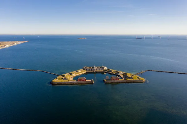Koppenhága Dánia Március 2021 Aerial Drone View Historic Trekroner Fort — Stock Fotó