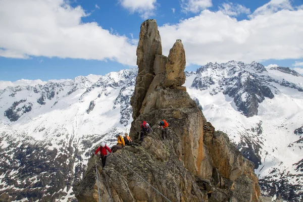 Goscheneralp Ελβετία Μαΐου 2014 Μια Ομάδα Ορειβάτης Ένα Ferrata Στην — Φωτογραφία Αρχείου