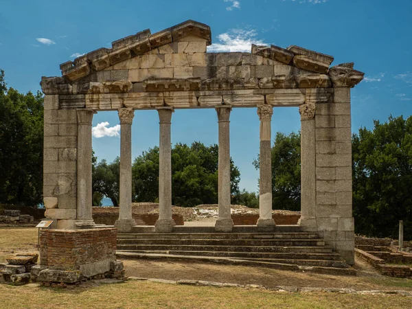 Emlékmű Agonothetes Apollonia Romok Albániában — Stock Fotó