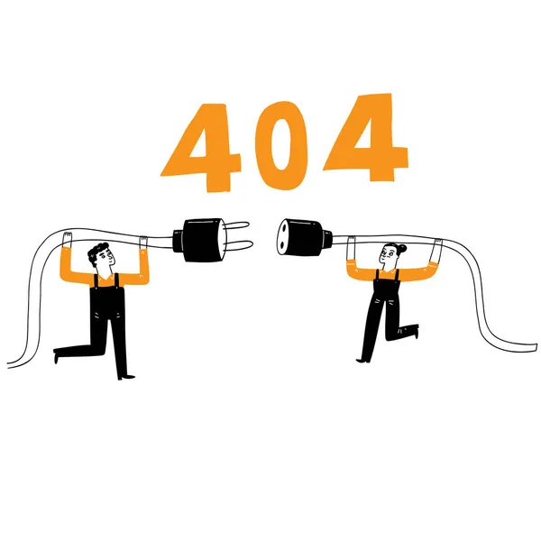 Handtekening 404 Foutpagina Vector Illustratie Doodle Karakter Stijl Voor Een — Stockvector