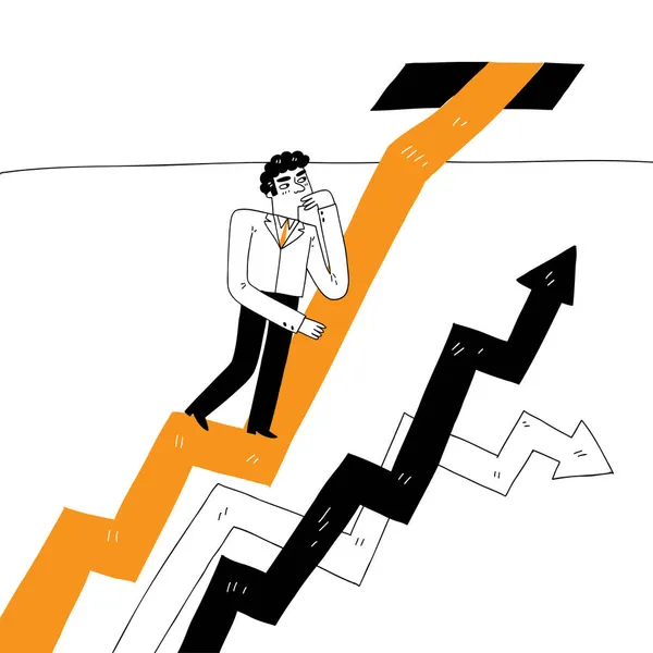 Affärsman Klättring Graf Linje Affärsidé Framgång Utmaning Risk — Stock vektor
