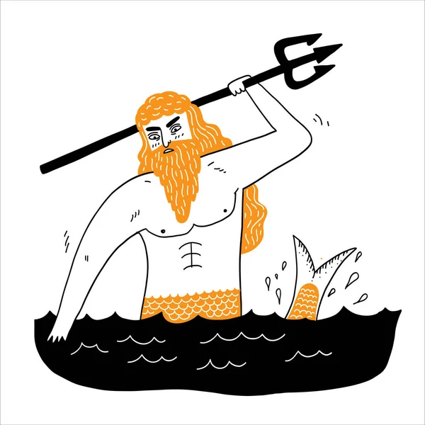 Sea God Poseidone Nettuno Adatto Icone Dèi Credenze Antichità Superstizioni — Vettoriale Stock