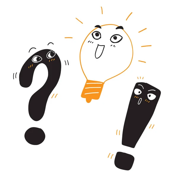 Problem Solution Icon Hand Draw Style Light Bulb Idea Vector — Vettoriale Stock