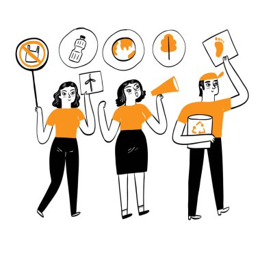 Ekosistem çevre konsepti, El çizimi vektör çizimleri karalama biçimi.