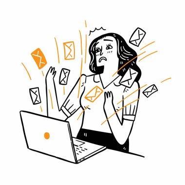 Official concept Email Inbox Electronic Communication. E-mail marketing, marketing research. Easy to edit and customize landing page. Hand drawn vector illustration doodle style.