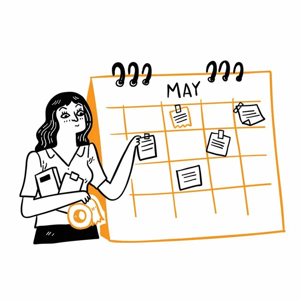 Бізнес Концепція Календарем Розкладу Організовує Щоденні Рутини Графічна Діаграма Управління — стоковий вектор