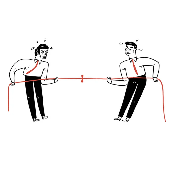 Confrontation Entre Deux Hommes Affaires Collage Abstrait Illustration Vectorielle Dessinée — Image vectorielle