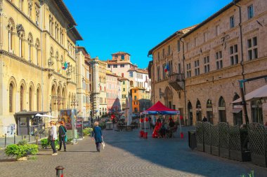 Perugia, İtalya, 3 Ekim 2021 Piazza Matteotti, Perugia