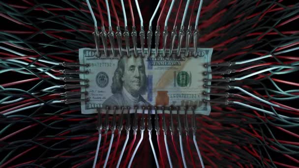 Rahaa Saada Electric Shock Depicting Tuotanto Aalto Nousu Krypto Valuutta — kuvapankkivideo