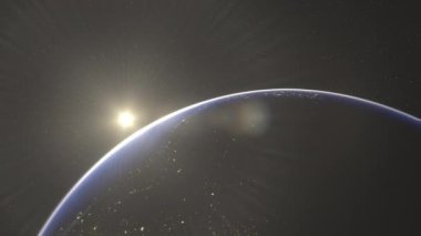 Yeryüzü Mavisi Gezegeni Yükselen Güneş tarafından aydınlatıldı