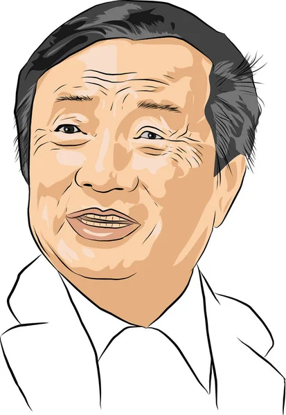 Ren Zhengfei 중국의 사업가 기술자로 세계에서 스마트폰 업체인 화웨이 테크놀로지 — 스톡 벡터