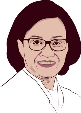 Sri Mulyani Portre Vektörü İllüstrasyonu