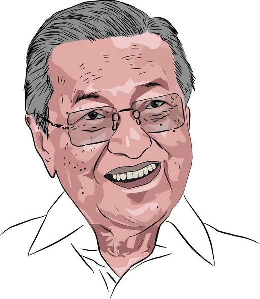 Mahathir Mohamad Malajziai Politikus — Stock Vector