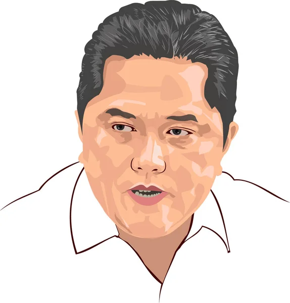 Erick Thohir Vector Portrait Illustration - Stok Vektor