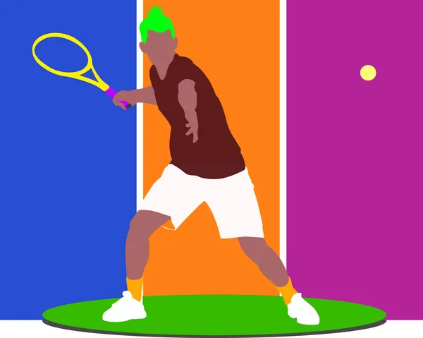 Mükemmel Bir Tenis Forehand Vurdu — Stok Vektör