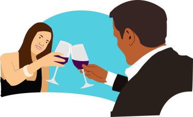 Sevilen Kişilerle Akşam Yemeği Vektör İllüstrasyonu