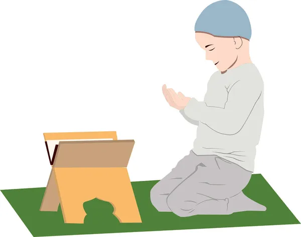 Children Pray Diligently Vector Illustration - Stok Vektor