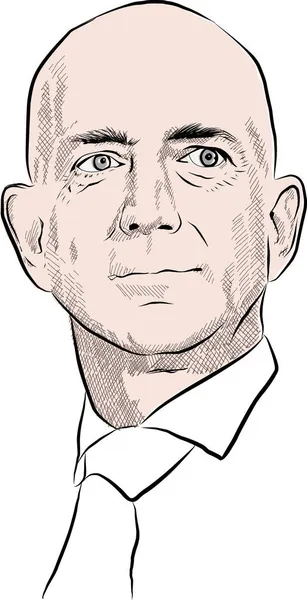 Jeff Bezos Portrait Illustration — Stockvektor