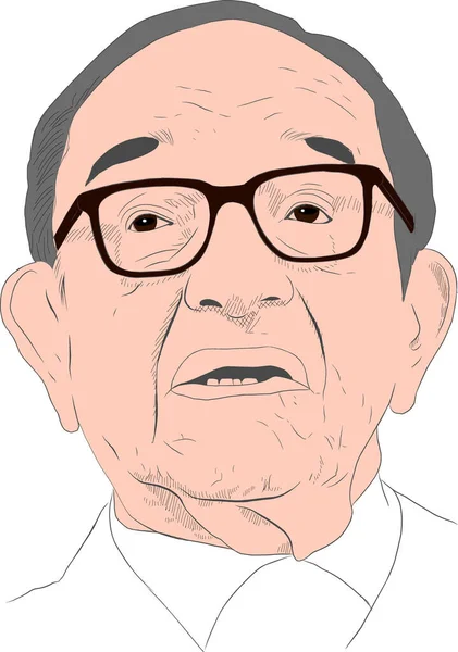 Alan Greenspan Retrato Ilustración — Archivo Imágenes Vectoriales