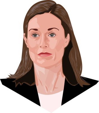 Sanna Marin Portre Vektörü İllüstrasyonu