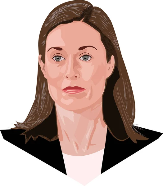 Sanna Marin Portrait Vector Illustration — Stockvektor