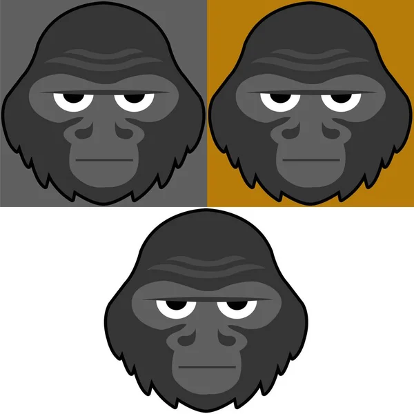 Gorilla Vector Πορτρέτο Εικονογράφηση Γελοιογραφία — Διανυσματικό Αρχείο